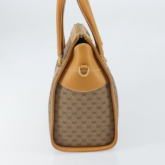 GUCCI Micro GG Supreme Hand Bag PVC Beige Gold 002 58 0219 Auth BA10396