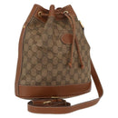GUCCI GG Canvas Shoulder Bag Beige Gold Auth BA10397-1