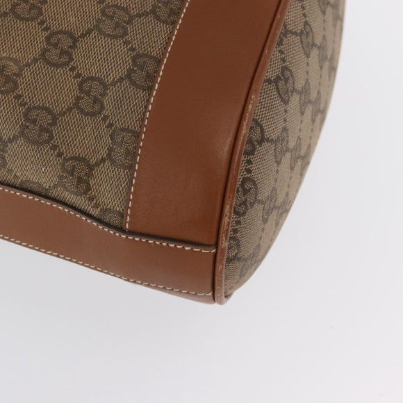 GUCCI GG Canvas Shoulder Bag Beige Gold Auth BA10397
