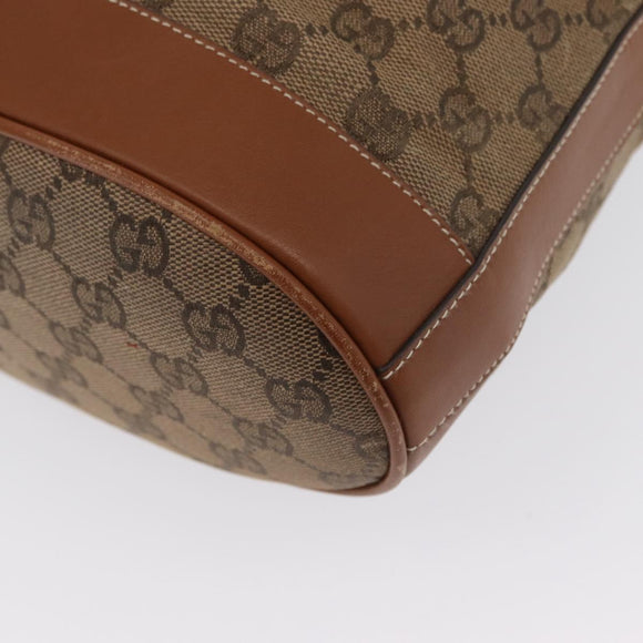 GUCCI GG Canvas Shoulder Bag Beige Gold Auth BA10397