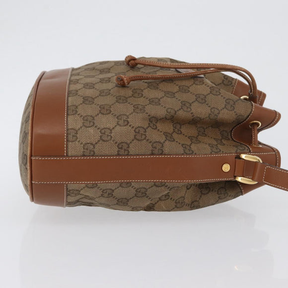 GUCCI GG Canvas Shoulder Bag Beige Gold Auth BA10397