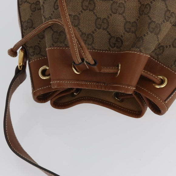 GUCCI GG Canvas Shoulder Bag Beige Gold Auth BA10397