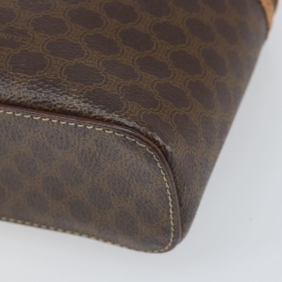 CELINE Macadam Canvas Hand Bag PVC Leather Brown Gold Auth BA10398