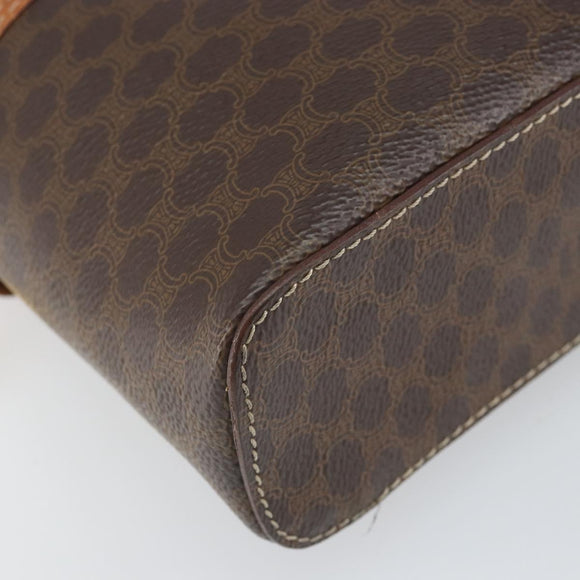 CELINE Macadam Canvas Hand Bag PVC Leather Brown Gold Auth BA10398