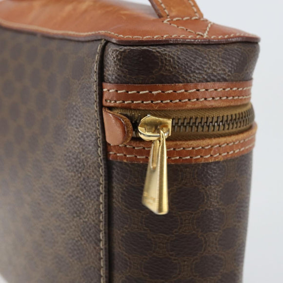 CELINE Macadam Canvas Hand Bag PVC Leather Brown Gold Auth BA10398