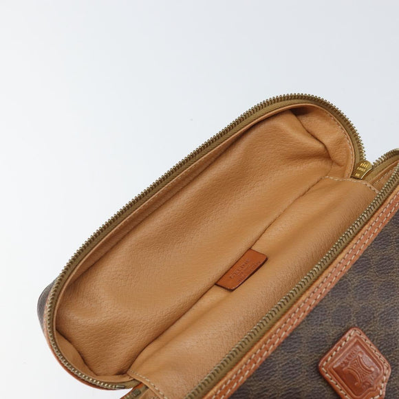 CELINE Macadam Canvas Hand Bag PVC Leather Brown Gold Auth BA10398