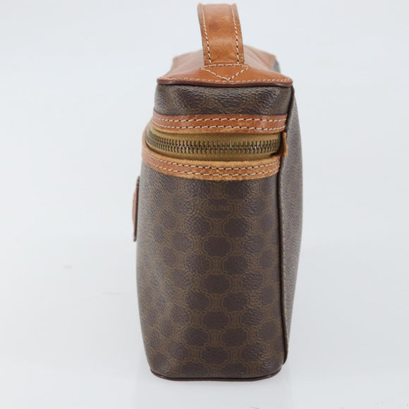 CELINE Macadam Canvas Hand Bag PVC Leather Brown Gold Auth BA10398