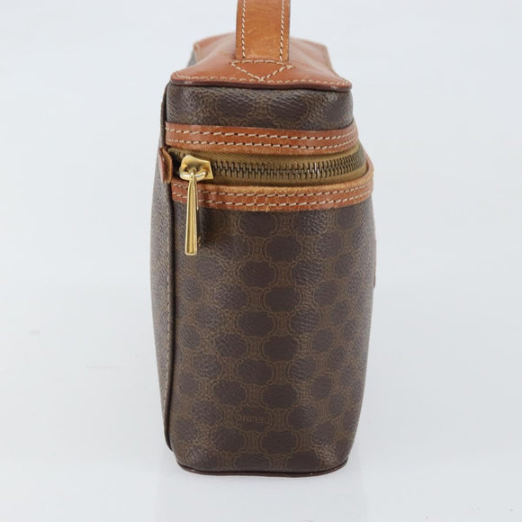 CELINE Macadam Canvas Hand Bag PVC Leather Brown Gold Auth BA10398