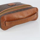 CELINE Macadam Canvas Hand Bag PVC Leather Brown Gold Auth BA10398-7