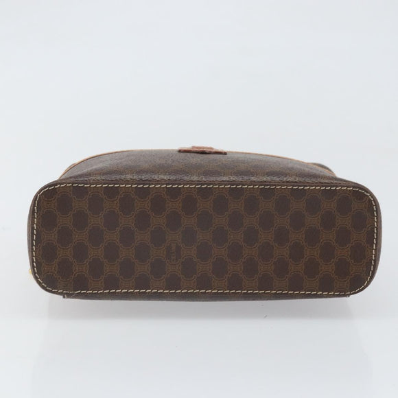 CELINE Macadam Canvas Hand Bag PVC Leather Brown Gold Auth BA10398