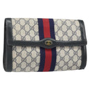 GUCCI GG Supreme Sherry Line Clutch Bag PVC Navy Gold 010 378 Auth BA10399-1
