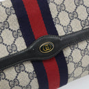 GUCCI GG Supreme Sherry Line Clutch Bag PVC Navy Gold 010 378 Auth BA10399-17