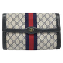 GUCCI GG Supreme Sherry Line Clutch Bag PVC Navy Gold 010 378 Auth BA10399-13