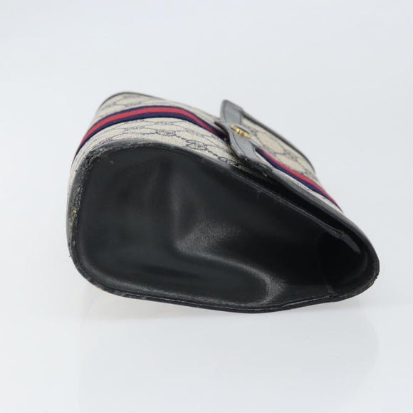 GUCCI GG Supreme Sherry Line Clutch Bag PVC Navy Gold 010 378 Auth BA10399