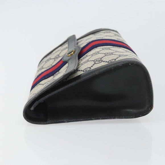 GUCCI GG Supreme Sherry Line Clutch Bag PVC Navy Gold 010 378 Auth BA10399