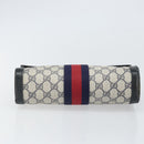 GUCCI GG Supreme Sherry Line Clutch Bag PVC Navy Gold 010 378 Auth BA10399-6
