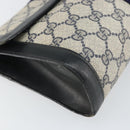 GUCCI GG Supreme Sherry Line Clutch Bag PVC Navy Gold 010 378 Auth BA10399-14