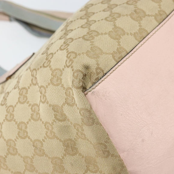 GUCCI GG Canvas Sherry Line Hand Bag Beige Gold 131230 Auth BA10400