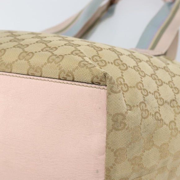 GUCCI GG Canvas Sherry Line Hand Bag Beige Gold 131230 Auth BA10400