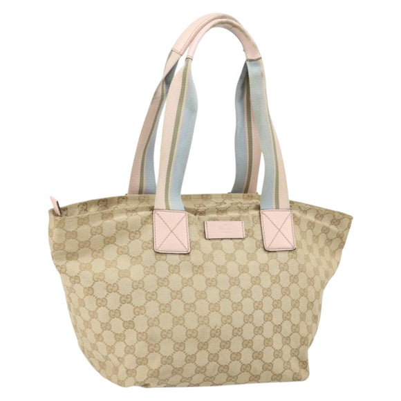 GUCCI GG Canvas Sherry Line Hand Bag Beige Gold 131230 Auth BA10400