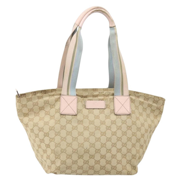 GUCCI GG Canvas Sherry Line Hand Bag Beige Gold 131230 Auth BA10400