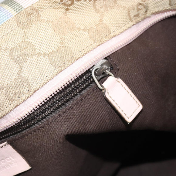 GUCCI GG Canvas Sherry Line Hand Bag Beige Gold 131230 Auth BA10400