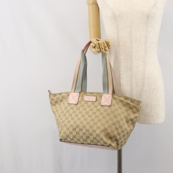 GUCCI GG Canvas Sherry Line Hand Bag Beige Gold 131230 Auth BA10400