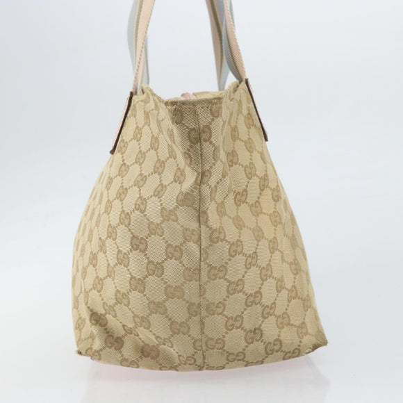 GUCCI GG Canvas Sherry Line Hand Bag Beige Gold 131230 Auth BA10400