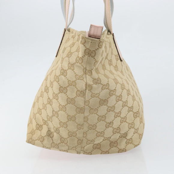 GUCCI GG Canvas Sherry Line Hand Bag Beige Gold 131230 Auth BA10400