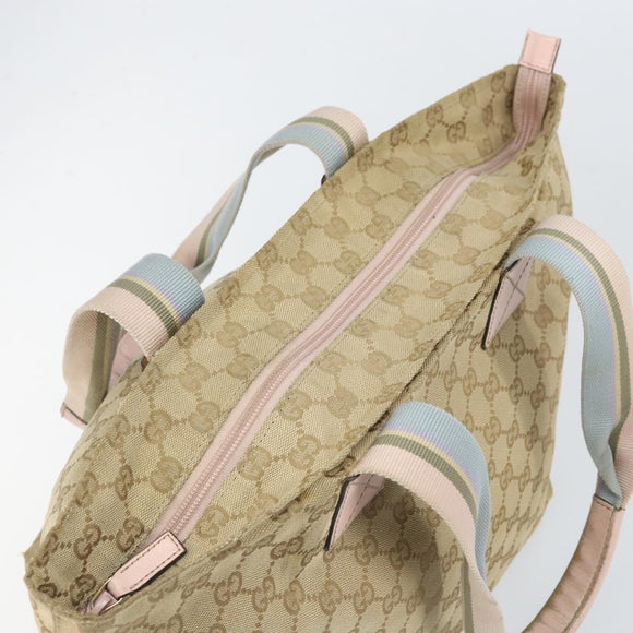 GUCCI GG Canvas Sherry Line Hand Bag Beige Gold 131230 Auth BA10400