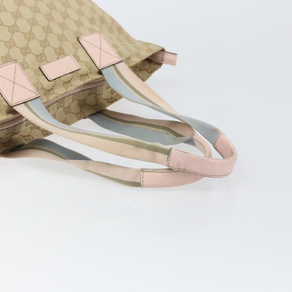 GUCCI GG Canvas Sherry Line Hand Bag Beige Gold 131230 Auth BA10400