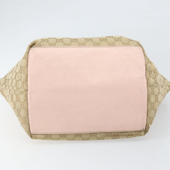 GUCCI GG Canvas Sherry Line Hand Bag Beige Gold 131230 Auth BA10400
