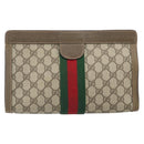 GUCCI GG Supreme Web Sherry Line Clutch Bag PVC Beige Red 89 01 002 Auth BA10401-2