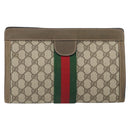 GUCCI GG Supreme Web Sherry Line Clutch Bag PVC Beige Red 89 01 002 Auth BA10401-3