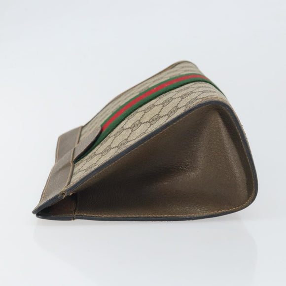 GUCCI GG Supreme Web Sherry Line Clutch Bag PVC Beige Red 89 01 002 Auth BA10401