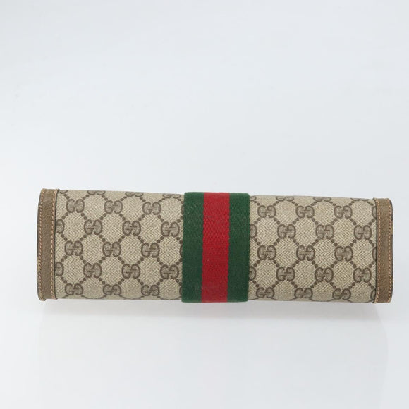 GUCCI GG Supreme Web Sherry Line Clutch Bag PVC Beige Red 89 01 002 Auth BA10401