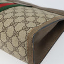 GUCCI GG Supreme Web Sherry Line Clutch Bag PVC Beige Red 89 01 002 Auth BA10401-8