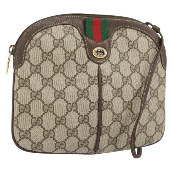 GUCCI GG Supreme Web Sherry Line Bag PVC Beige Gold 904 02 047 Auth BA10402