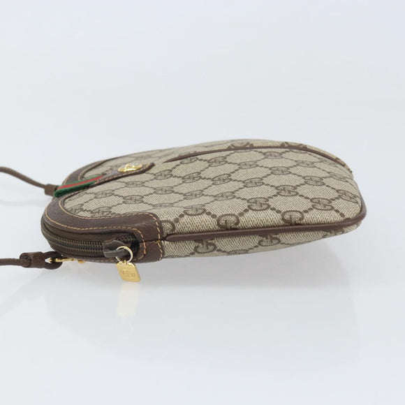 GUCCI GG Supreme Web Sherry Line Bag PVC Beige Gold 904 02 047 Auth BA10402