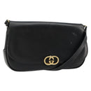 GUCCI Shoulder Bag Leather Gold Black Auth BA10403-1