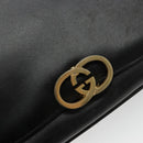 GUCCI Shoulder Bag Leather Gold Black Auth BA10403-10