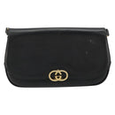 GUCCI Shoulder Bag Leather Gold Black Auth BA10403-13