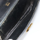 GUCCI Shoulder Bag Leather Gold Black Auth BA10403-21
