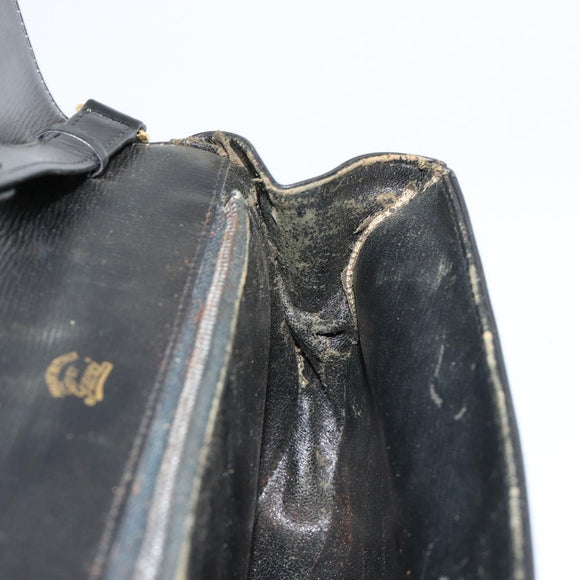 GUCCI Shoulder Bag Leather Gold Black Auth BA10403