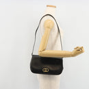 GUCCI Shoulder Bag Leather Gold Black Auth BA10403-28