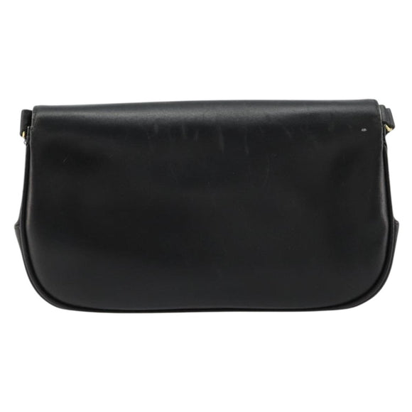 GUCCI Shoulder Bag Leather Gold Black Auth BA10403