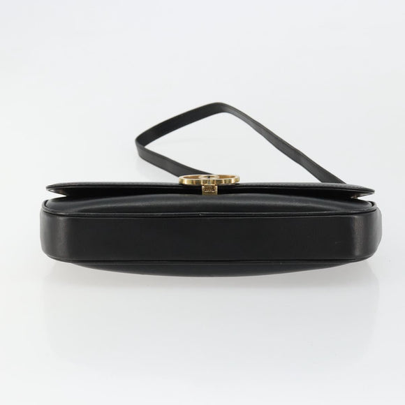 GUCCI Shoulder Bag Leather Gold Black Auth BA10403