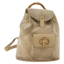 GUCCI Bamboo Backpack Suede Leather Black Gold 003 2058 0030 Auth BA10404-1