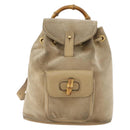 GUCCI Bamboo Backpack Suede Leather Black Gold 003 2058 0030 Auth BA10404-13