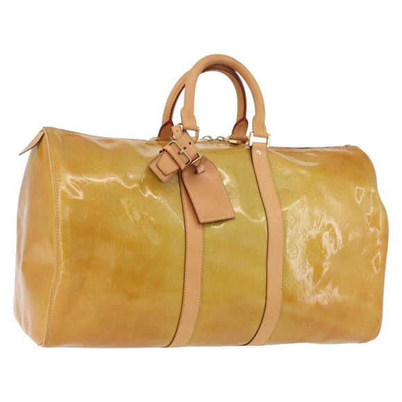 LOUIS VUITTON Monogram Vernis Mercer Boston Bag Beige M91000 LV Auth BA10406